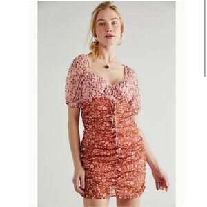 NWOT Free People floral mini dress PTP 18-20”